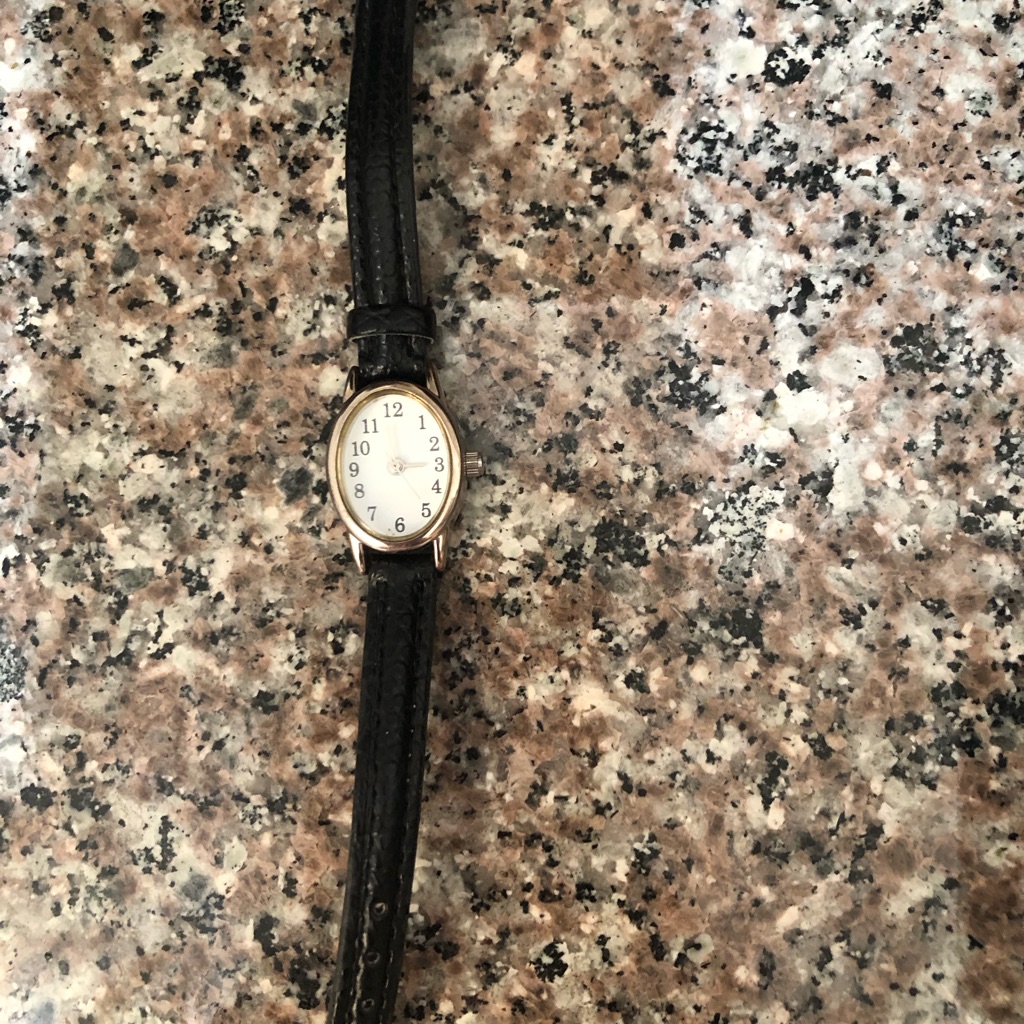 Classic Black Leather Strap Watch
